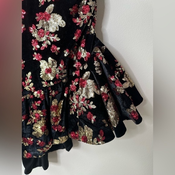 AUTUMN ADEIGBO Rosalie velvet sequin puff sleeve ruffle mini dress  8 NWOT - Picture 10 of 11